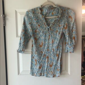 Chic Blue and Orange Women's Blouse